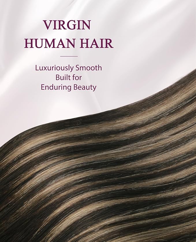 Pinkpearl Invisible Tape in Hair Extensions Human Hair, 20pcs 22inch 60g #2/6/2 Balayage Dark Brown to Chestnut Brown Injection Tape in Extensions Real Remy Human Hair Injected