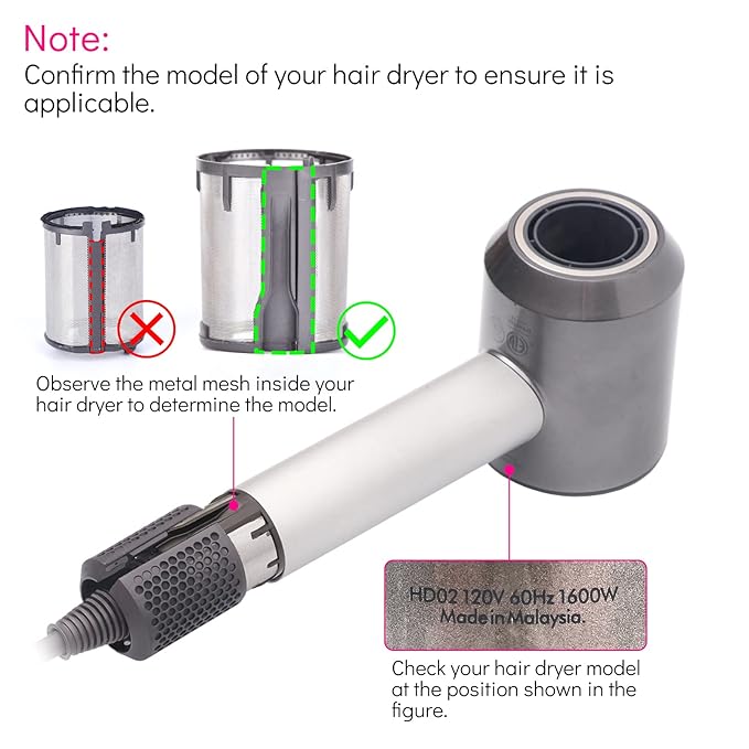 Magnetic Hair Dryer Filter Cover Replacement for Dyson Supersonic HD02 Models, Hair Dryer Outer Strainer Magnetic Filter Cage Replacement Parts