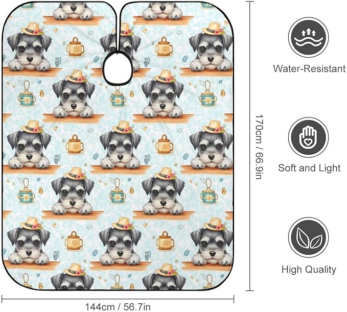 Lightweight Salon Cape, Schnauzer Cute Dog Haircut Hairdressing Cloth Apron Haircut Barber Gown for Barbers