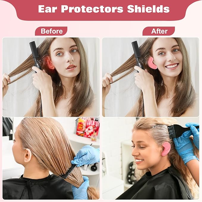 FERNIDA Ear Covers Protectors for Dryer, Hair Dye, Heat Iron, High-Temp Resistance Reusable Silicone Ear Cover for Salon Home