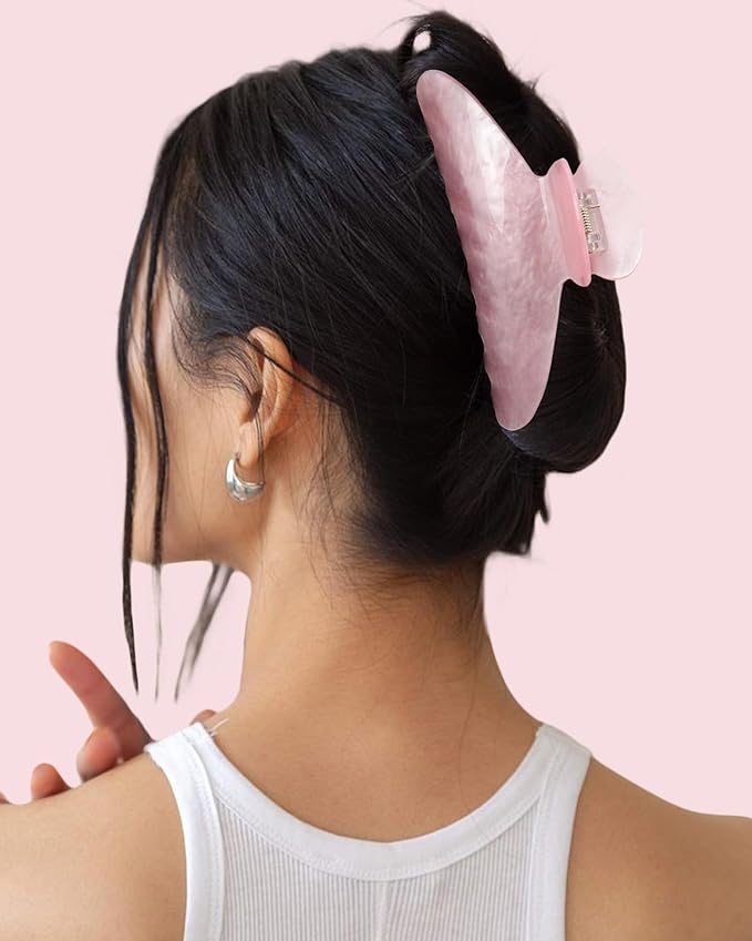 HAIMEIKANG Large Acetate 4 Inch Hair Claw Clip for Women - French Style Hair Claws for Thick Hair with Non-Slip Teeth, Hair Accessories for Updos, Buns & Ponytails
