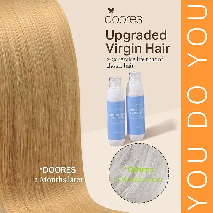 DOORES Seamless Clip in Hair Extensions Real Human Hair, Honey Blonde 110g 7pcs 20 Inch, Extensions Clip in Straight Remy Hair Invisi Edge