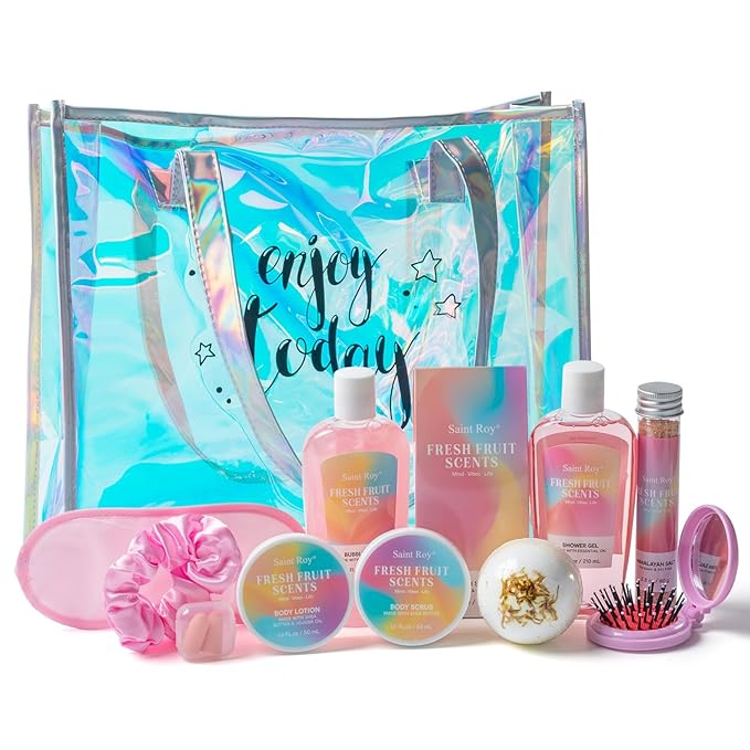 Spa kit Gifts for Her, Christmas Gifts for Women - Unique Gift Set for Teen Girls Tote Bag for Women, 13pcs Fresh Gift Baskets for Girls, Birthday Gifts for Daughter, Girlfriend