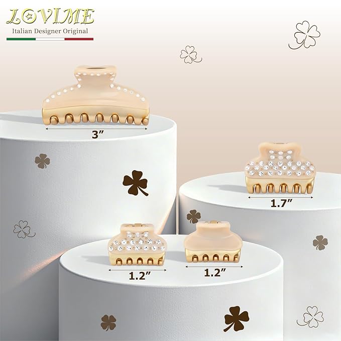 2026 Premium Durable Hair Claw Clip for Women, Original Italian Designed Strong Grip Hair Bang Clips for Thin Hair, No Slip Jaw Clips with Gift Box for Christmas Birthday Girls, 1.2" Beige Minimal