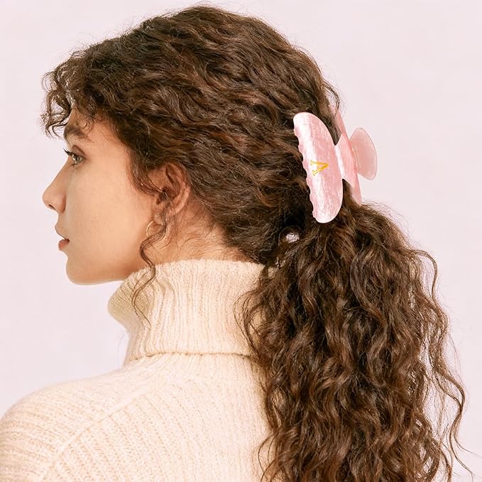 Birthday Gifts for Teens Girls - Initial Letter Hair Clips | Personalized Gifts | Personalized Hair Claws | Birthday Gifts for Women | Christmas Gifts for Teens Girls Stocking Stuffers - Pink,L