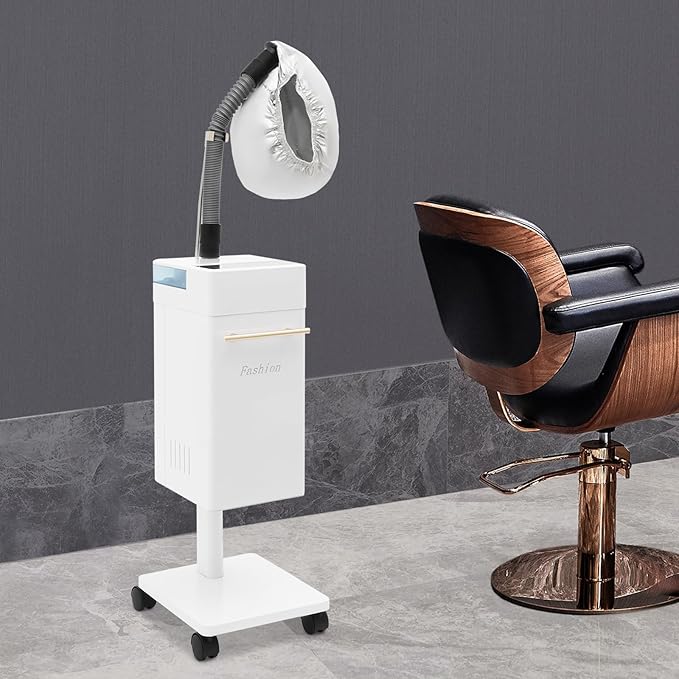 Nano Hair Steamer, Multi-Function Micro-Mist Hair Steamer, Hair Color Processor with Universal Wheel for Deep Care Hair Repair Salon Spa (W-hite)