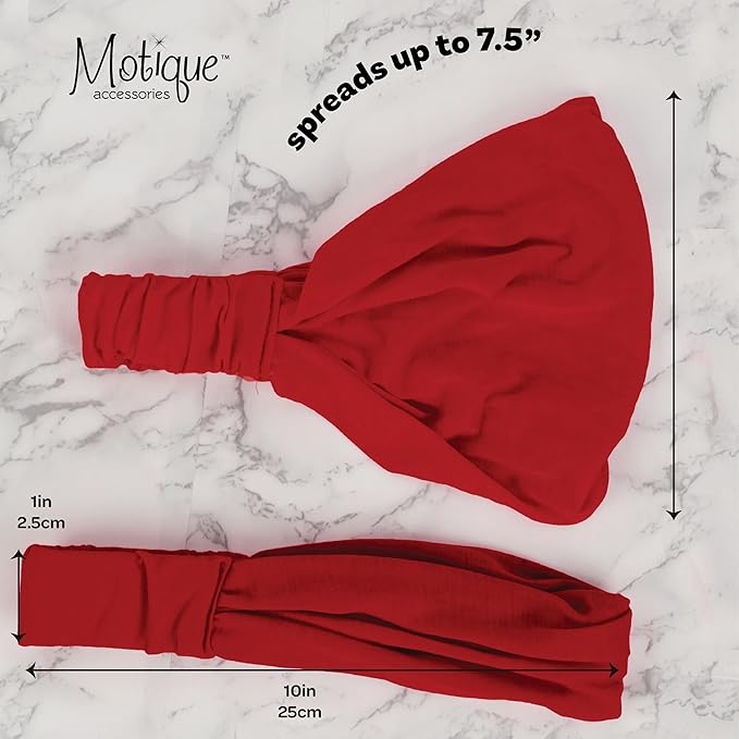 Red Wide Cotton Head Band Solid Boho Yoga Style Soft Hairband