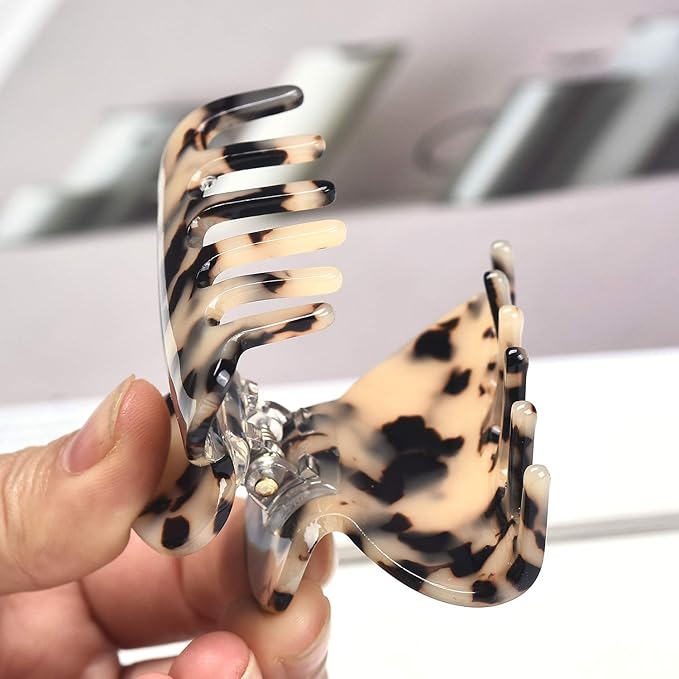 Medium Claw Hair Clips for Women Girls Tortoise Hair Jaw Clips Celluloid Hair Claw Clamps Leopard Print Hair Clasp 3 Pack Mother's Day Gifts
