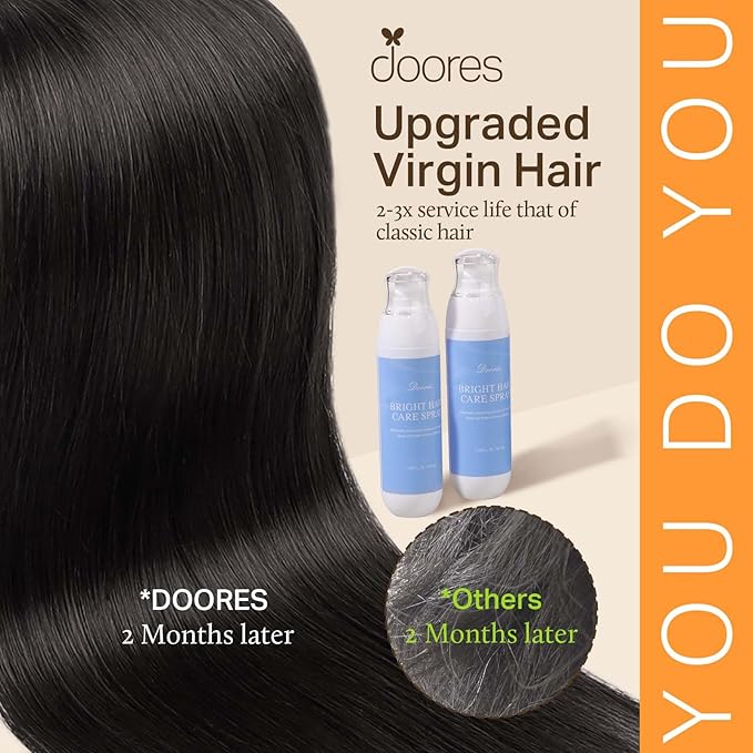 DOORES Clip in Hair Extensions, Natural Black 7pcs 14 Inch 110g,Seamless Clip in Hair Extensions Remy Straight Weft with Skin Invisi Edge Weft
