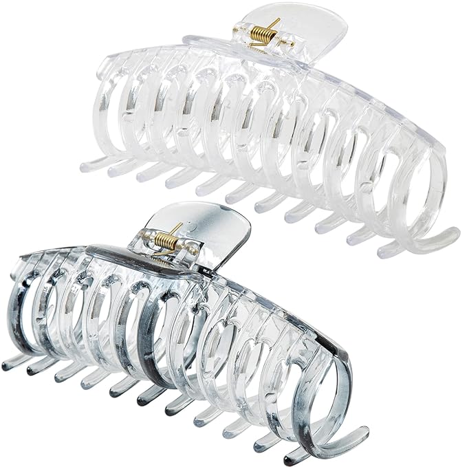 5.5 Inches Extra Large Hair Clips for Long Thick Hair Women’s Jumbo Hair Claw Clips 2 Counts in Set Hair Accessories(clear and grey)