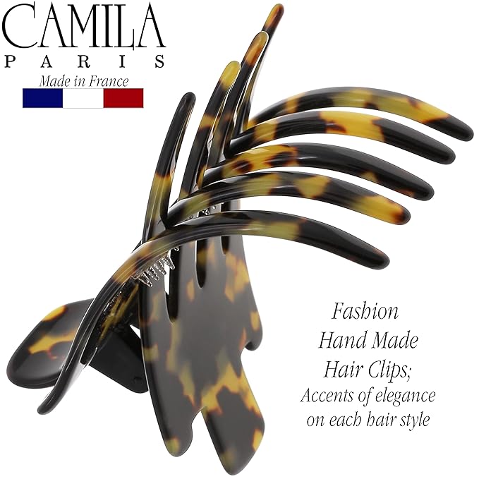 Camila Paris CP3472 French Hair Clip for Women, Hand-Made Hair Side Clips, 3 inch Girls Hair Claw Clips Jaw Fashion Durable Styling Hair Accessories for Women, Strong Hold No Slip Grip, Made in France