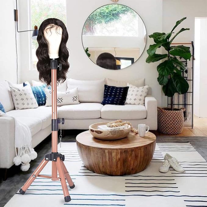 Smilco Mannequin Head Stand,Adjustable Wig Stand Tripod,Heavy Duty Wig Head Stand for Cosmetology Hairdressing Training