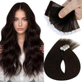 Sunny Hair Tape in Hair Extensions Real Human Hair Invisible Remy Hair Extensions Tape ins for Women Dark Brown 16 inch 25G