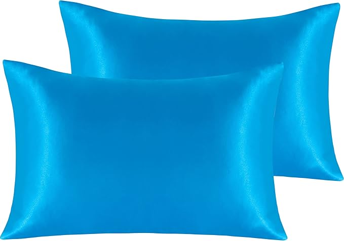 NTBAY 2 Pack Satin Standard Pillowcases for Hair and Skin, Luxurious and Silky Pillow Cases with Envelope Closure, 20x26 Inches, Royal Blue