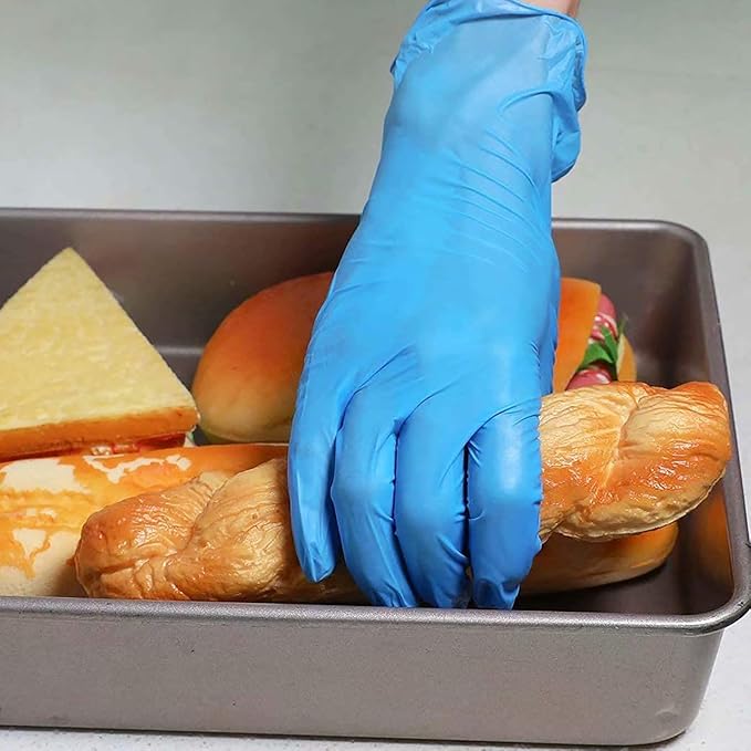 Disposable Gloves Medium, Nitrile and Vinyl Blend Material Gloves, Latex Free, 4 Mil,1000 Pc. Food Grade Glove for Cleaning, Food Prep, Hair Dye, Tattoo, Blue