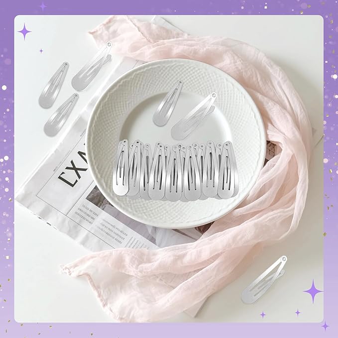 2 Inch Silver Grey Hair Clips Barrettes Metal Snap Clips for Women Durable Water Drop Ideal Hair Accessories for Hairdressing Wedding and Everyday Use 20 pcs