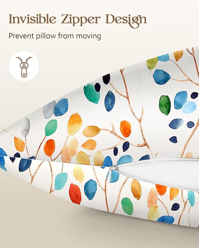 2 Pack Mulberry Silk Pillowcase for Hair and Skin - Standard Size 20 x 26 Inches with Hidden Zipper Colorful Leaf 19 Momme Soft Sleeping Silk Pillow Case for Women, Moms