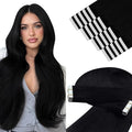 YoungSee 26 Inch Tape in Extensions Human Hair Black Human Hair Tape in Extensions 50g Jet Black Hair Extension Real Human Hair Tape-in 20pcs Long for Adding Hair Length