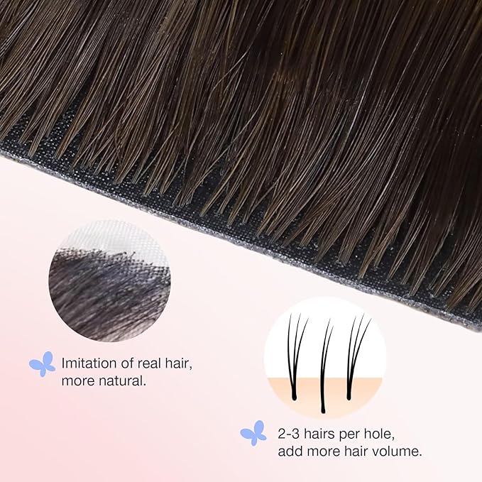 DOORES Invisible Clip in Hair Extensions 20 Inch 110g 7pcs, Real Human Hair Invisi Edge Virgin Clip ins Extensions Straight Thickening, 1D/2C/4E Natural Black to Dark Brown and Chocolate Brown