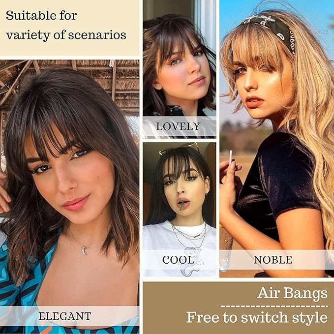 NAYOO Wispy Bangs Hair Clip - Ash Blonde 100% Real Human Hair Clip in Bangs for Women Fringe with Temples Hairpieces for Daily Wear (Ash Blonde, Wispy Bangs)
