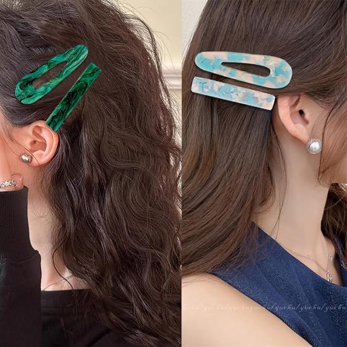12 Pieces Acrylic Resin Marble Hair Clips Set, Decorative Pearls Hair Barrettes Sweet Decorative Bobby Pins Hairpin Headwear Hair Accessories Headwear for Women and Girls…