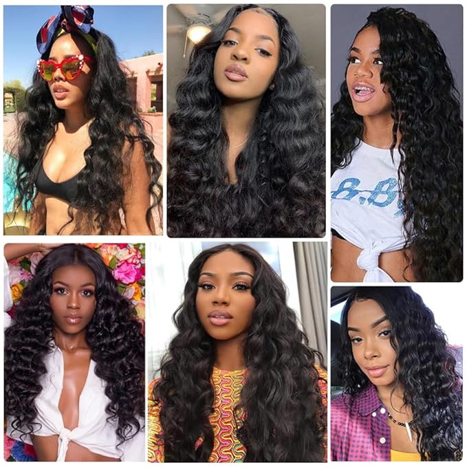 Human Hair Bundles Color 1B Deep Wave Bundles 20 22 24 Inch Niegmeag Hair Unprocessed Brazilian Virgin Remy Hair Extensions Double Weft Hair Weave