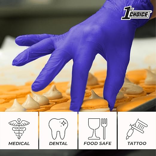 1st Choice Nitrile Disposable Gloves, 3 Mil Indigo Nitrile XL Gloves, Box of 100 Medical Gloves, Disposable, Latex Free