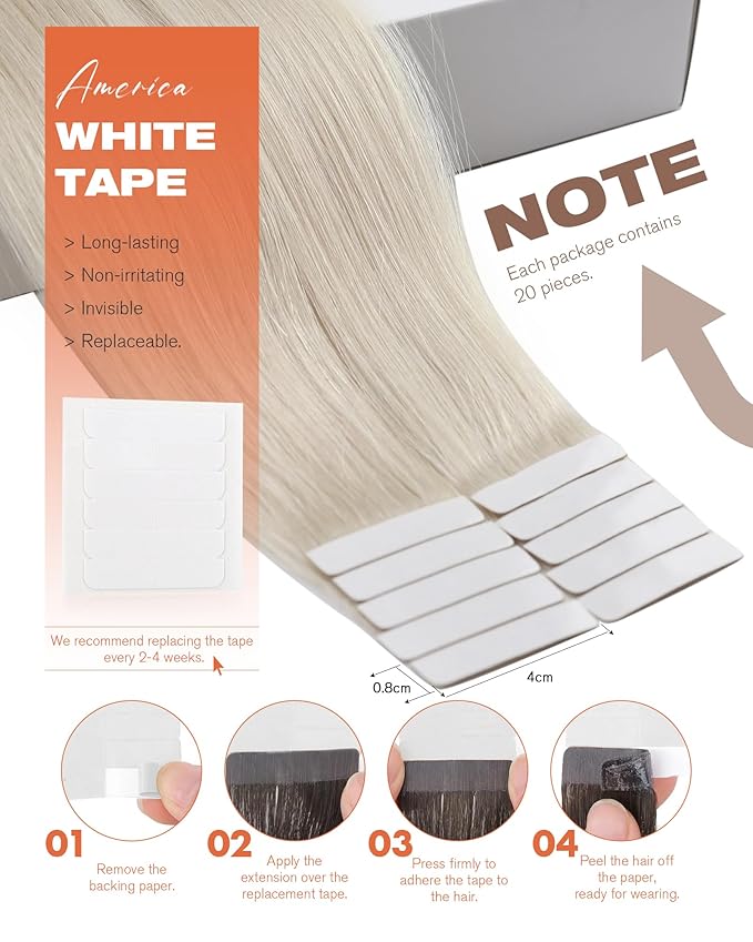 Sunny Hair Blonde Tape in Hair Extensions Human Hair, 14 inch Tape in Extensions Remy Tape ins Human Hair Extensions for Women 50g 20Pcs