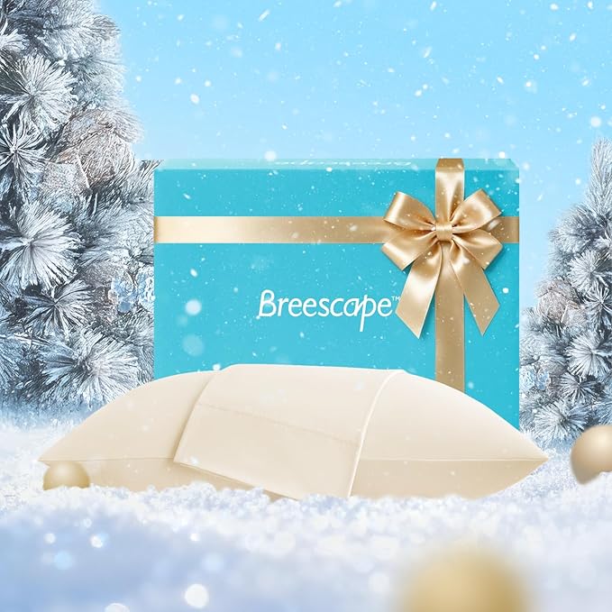 Breescape Cooling Pillow Cases Standard/Queen Size - BlendTek™ Dry & Cool Technology for Hot Sleepers and Night Sweats, 2 Pack Soft & Smooth Pillowcases for Hair & Skin Care, 20" x 30", Ivory