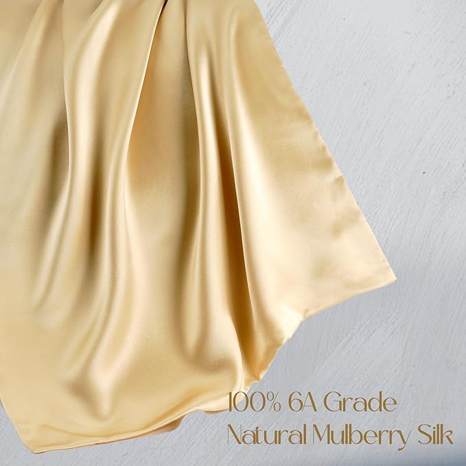 ZIMASILK 100% Pure Mulberry Silk Pillowcase for Hair and Skin Health,Soft and Smooth,Both Sides Premium Grade 6A Silk,600 Thread Count,with Hidden Zipper,1pc (King 20''x36'',Champagne)