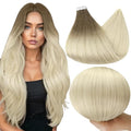 Full Shine Tape in Hair Extensions Human Hair 18 Inch Double Sided Tape in Extensions Remy Hair Color Ash Brown Ombre Platinum Blonde Balayage Tapes Extensions 20 Pcs 50G