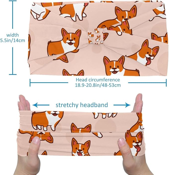 6 Pcs Stretchy Headbands for Women, Absorbed Sport Headband Soft Twist Knotted Headbands for Daily Life Yoga Workout, Dogs Collection Multi Animal