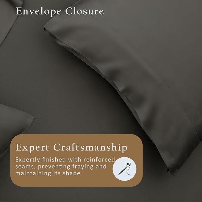 TOSMO Luxury Pillow Case Set of 2 - Cooling Viscose Derived from Bamboo, Oeko-TEX, Breathabl Silky Soft Pillow Cases with Envelope Closure (King / 20x40, Charcoal)