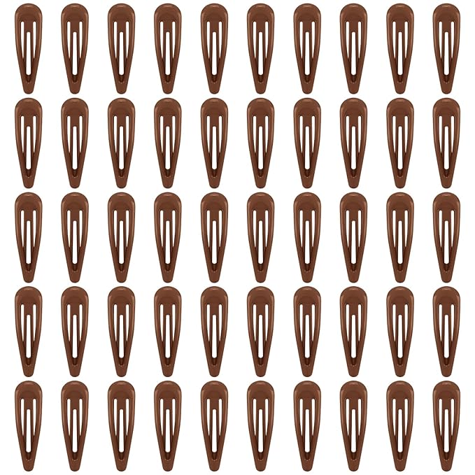 Light Brown Glossy Snap Hair Clips by FLAREANN – 50 PCS 2 Inch Non-Slip Metal Hair Barrettes for Women – Natural Neutral Hair Accessories for Everyday Styling