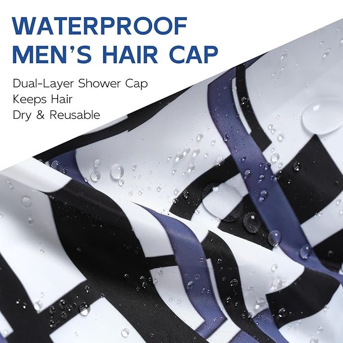 Years calm Shower Cap for Men, Waterproof & Heat-Retaining Hair Treatment Cap – Reusable Men’s Shower Cap with Foil Lining, Elastic Band, for Steam Care, Hair Mask & Oil Conditioning