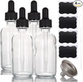 2 oz Glass Dropper Bottles,4 Pack 60ml Empty Reusable Leak Proof Thick Tincture Bottles for Essential Oils,Hair Oil,Liquids,Laboratory,Pharmacist Bottle,Massage,Perfumery Aromatherapy