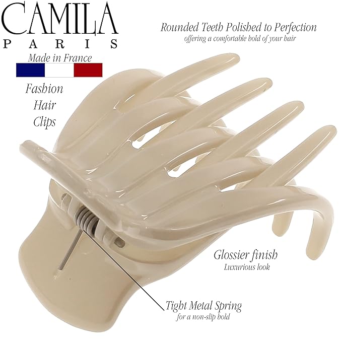 Camila Paris CP3542 French Hair Clip for Women, Hair Side Clips, 2 Inch Girls Hair Claw Clips Jaw Fashion Durable Styling Hair Accessories for Women, Strong Hold No Slip Grip, Made in France
