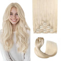 Pro2.0 Remy Clip in Extensions Real Human Hair Color #60 Platinum Blonde Remy Clip in Hair Extensions Real Human Hair 18inch 120g Thick 7pcs Seamless Double Weft for Women（#60-18inch）