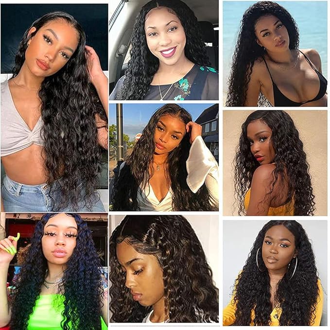 Water Wave Bundles Human Hair Color 1B Bundle Brazilian Virgin Soft and Silky Remy Hair 3 Bundles 24 26 28 Inch Niegmeag Natural Black Wet and Wavy Bundle Double Weft Hair Weave 300g