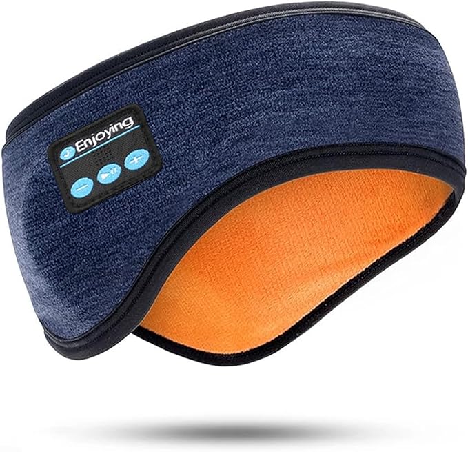 Bluetooth Headband Headphones Double-Layer Ear Warmer for Men Women Winter Cold Weather Wireless Music Thick Fleece Lined Ear Muffs Outdoor Sports Running Cycling (Blue)