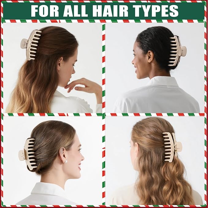 TOCESS Hair Claw Clips for Women - 8PK Large Neutral Matte Jumbo Hair Clips for Thick, Thin, Long, Short, Curly Hair Girls, Big Jaw Clip Set for Daily Use (Cream Beige)