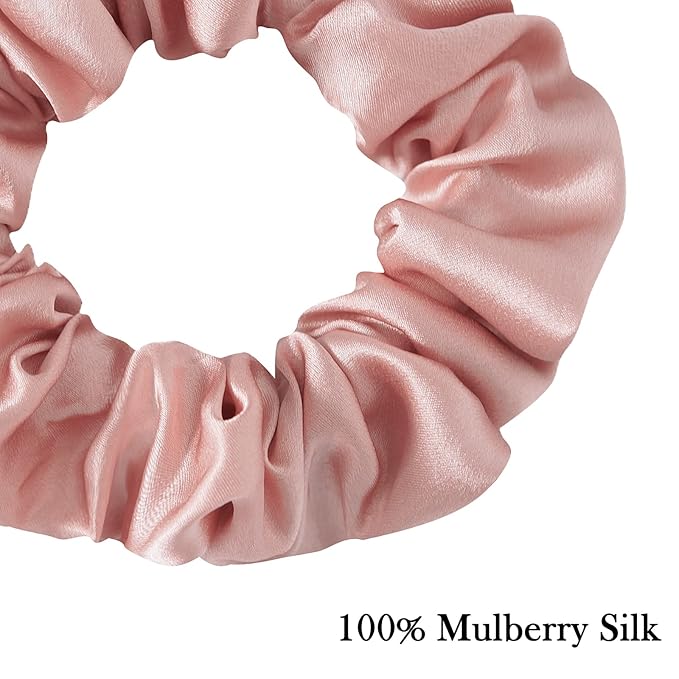 100% Mulberry Silk Hair Scrunchie, Red - 1 Count, No Frizz Damage for Sleep and Women