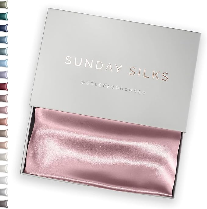 SUNDAYSILKS™ 100% Mulberry Silk Pillowcase, Silk Pillow Cases for Hair & Skin, Superior to Satin Pillowcase, with Zipper, Standard, Queen, King Sizes, Anti-Wrinkle, Cooling, Non-Slip Silk Pillowcases