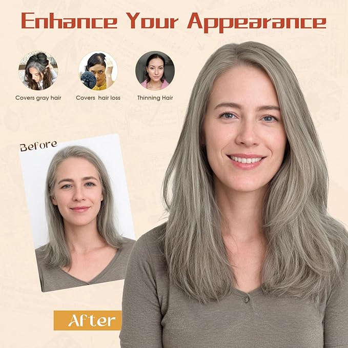 Rich Choices Human Hair Toppers for Women-100% Real Remy Hair Topper No Bang-Upgraded 150% Density 9 * 12CM Lace Base-Clip in Hairs Topper for Thinning Hairs-14Inch #G3 Salt and Pepper Grey