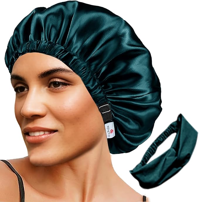 2Pcs Satin Bonnet Silky Bonnets Hair Bonnet For Sleeping Double Layer Curly Hair Sleep Cap Womens Silk Night Hats