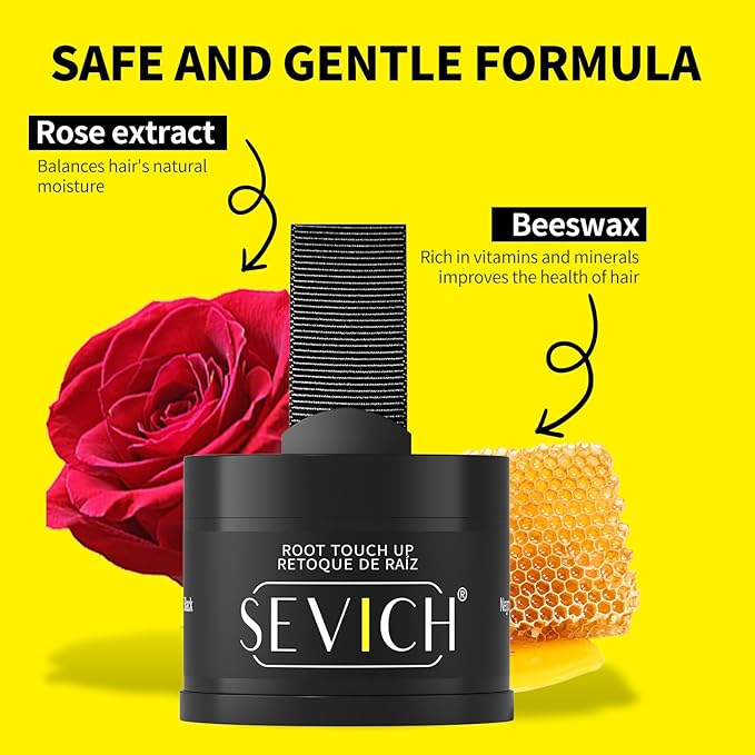 Sevich Hairline Powder - Root Touch Up Instantly Hair Color for Thinning Gray Coverage - Bald Spot Concealing Hair Powder for Women & Men - 48Hour Waterproof & Sweatproof - Dark Brown