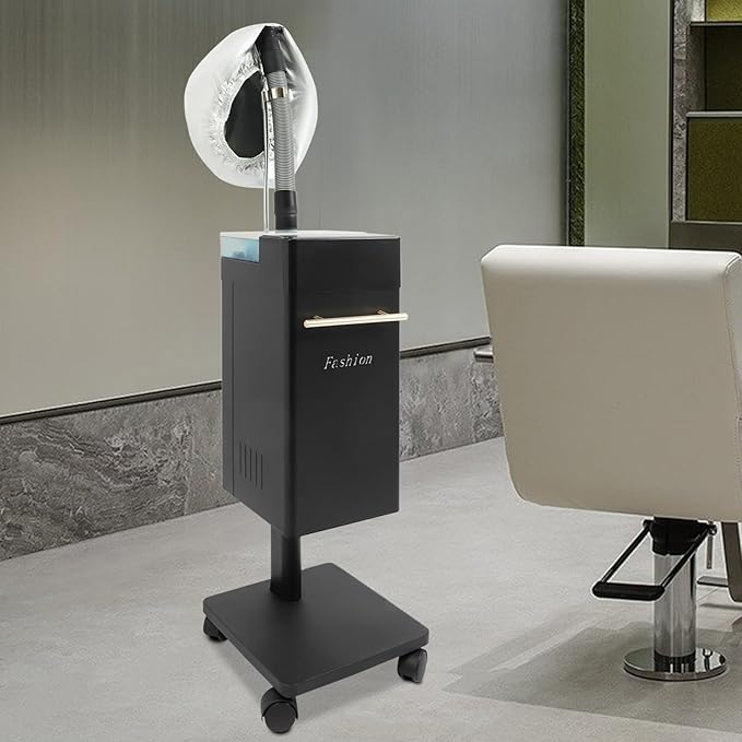 Nano Hair Steamer, Multi-Function Micro-Mist Hair Steamer, Hair Color Processor with Universal Wheel for Deep Care Hair Repair Salon Spa (B-Lack)