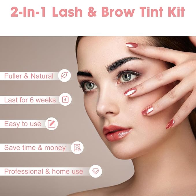 2-In-1 Eyelash & Eyebrow Color Kit, Professional Lash and Brow Color Kit DIY Hair Coloring for Salon & Home Use 7ml (Natural Black)