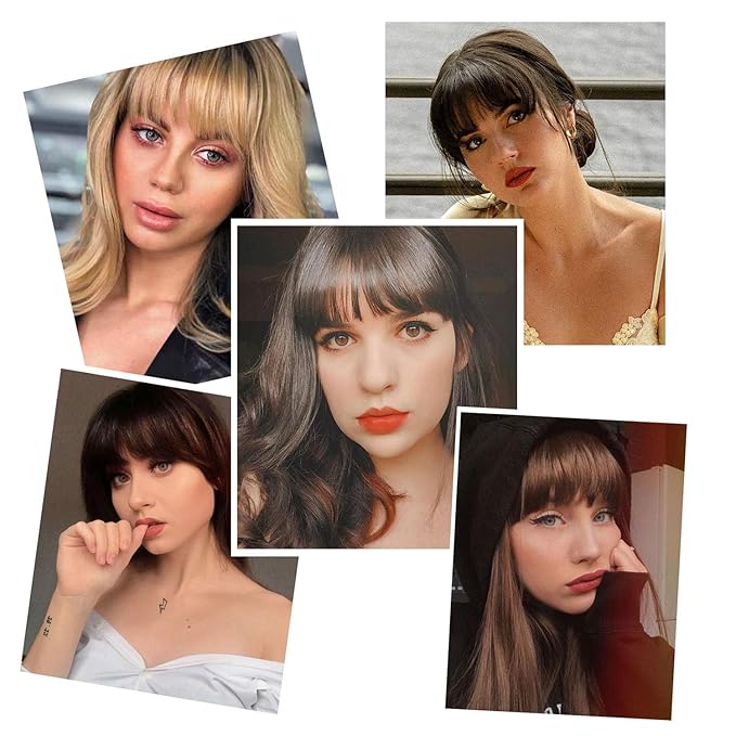 BOGSEA Clip in Bangs 100% Human Hair Bangs with Temples Bangs Hairpieces for Women Clip in Fake Bangs for Daily Wear (Natural Black, French Bangs)
