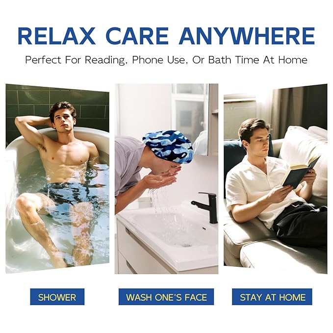 Years calm Shower Cap for Men, Waterproof & Heat-Retaining Hair Treatment Cap – Reusable Men’s Shower Cap with Foil Lining, Elastic Band, for Steam Care, Hair Mask & Oil Conditioning